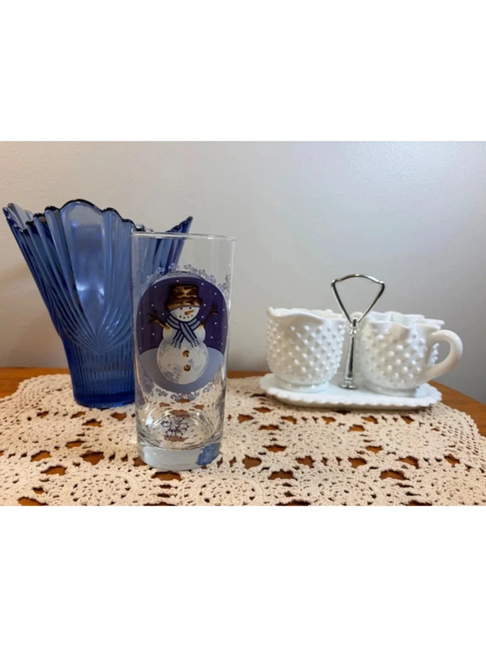 Vintage Snowman Christmas Highball Glasses Set of 5
